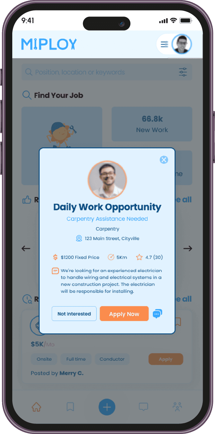 Worker Home Screen