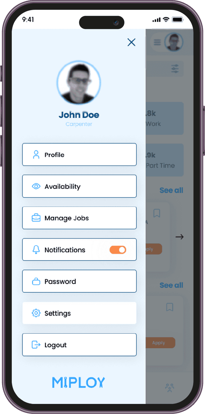 Worker Profile Menu